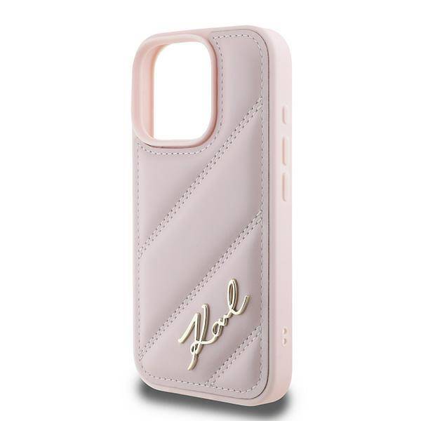 ETUI DO IPHONE 16 PRO MAX 6.9" KARL LAGERFELD QUILTED SIGNATURE RÓŻOWE