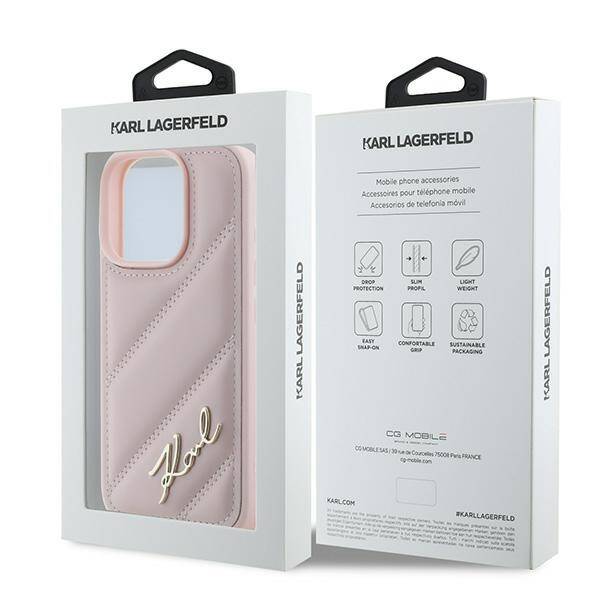 ETUI DO IPHONE 16 PRO MAX 6.9" KARL LAGERFELD QUILTED SIGNATURE RÓŻOWE