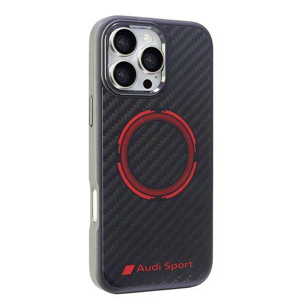 ETUI DO IPHONE 16 PRO MAX AUDI CARBON FIBER SPORT RED CIRCLE MAGSAFE