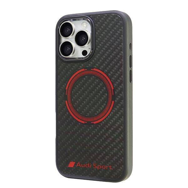 ETUI DO IPHONE 16 PRO MAX AUDI CARBON FIBER SPORT RED CIRCLE MAGSAFE