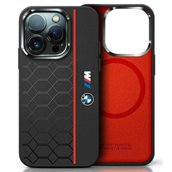 ETUI DO IPHONE 16 PRO MAX BMW SILICONE HEXAGON RED LINE MAGSAFE CZARNE