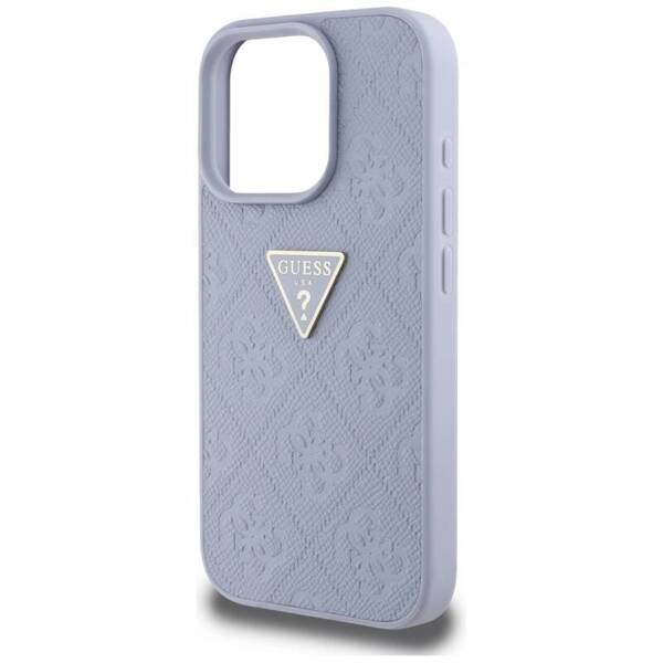 ETUI DO IPHONE 16 PRO MAX GUESS HOT STAMP 4G PATTERN TRIANGLE  METAL LOGO