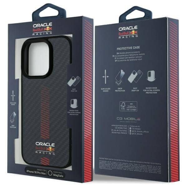 ETUI DO IPHONE 16 PRO MAX RED BULL CARBON FIBER POWER BAR MAGSAFE CZARNE