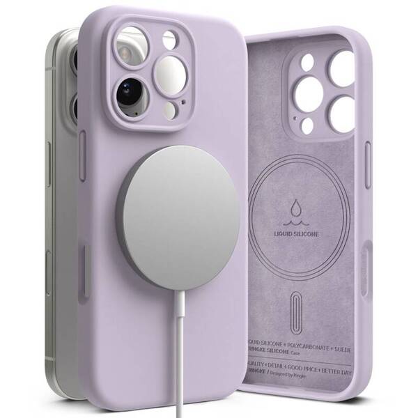 ETUI DO IPHONE 16 PRO RINGKE SILICONE MAGNETIC MAGSAFE LIGHT PURPLE