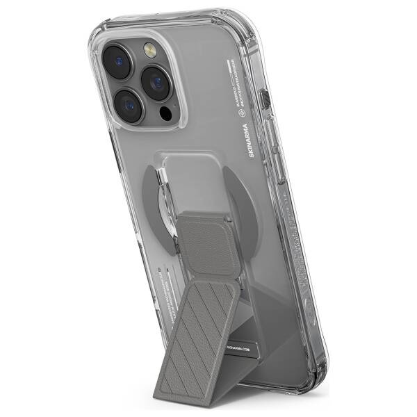 ETUI DO IPHONE 16 PRO SKINARMA AXON MAGNETIC CHARGING + GRIP STAND TITANIUM