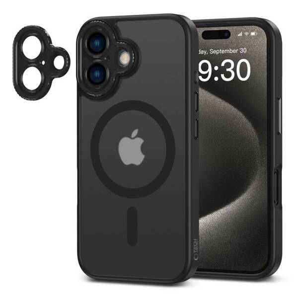 ETUI DO IPHONE 16 TECH-PROTECT MAGCAM MAGSAFE MATTE BLACK