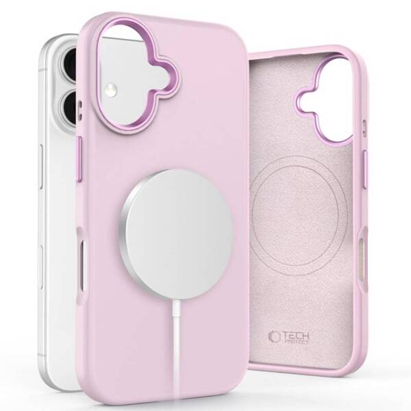 ETUI DO IPHONE 16 TECH-PROTECT SILICONE PURE MAGSAFE PINK PEARL