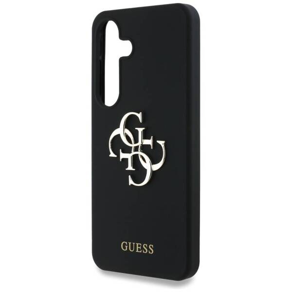 ETUI DO SAMSUNG GALAXY S25 GUESS SILICONE BIG 4G LOGO BOTTOM SCRIPT CZARNE