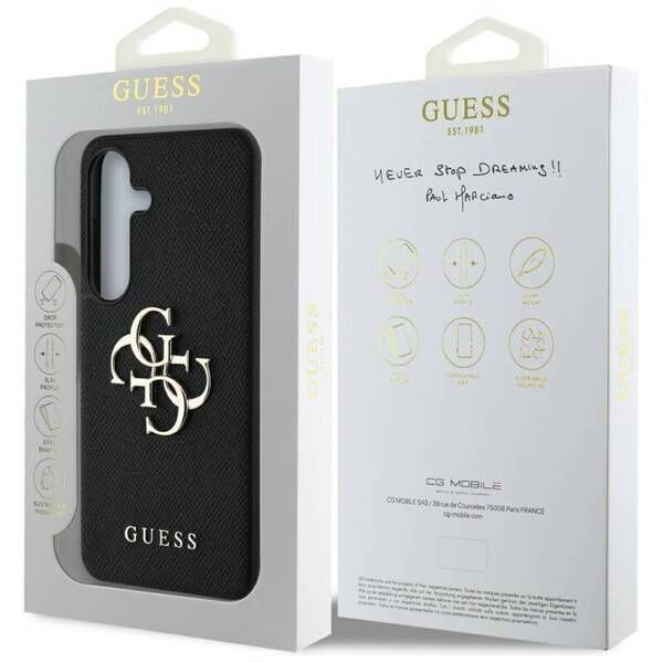 ETUI DO SAMSUNG GALAXY S25 PLUS GUESS GRAINED BIG 4G LOGO SMALL CZARNE