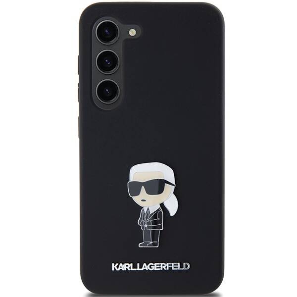 ETUI DO SAMSUNG S24 S921 KARL LAGERFELD SILICONE IKONIK METAL PIN CZARNE