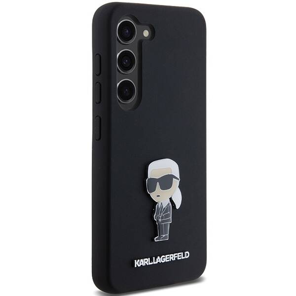 ETUI DO SAMSUNG S24 S921 KARL LAGERFELD SILICONE IKONIK METAL PIN CZARNE