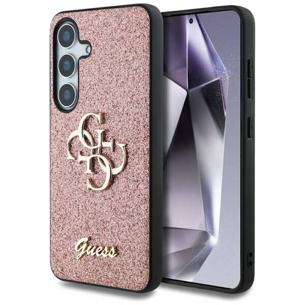 ETUI DO SAMSUNG S25 GUESS FIXED GLITTER BIG 4G METAL LOGO RÓŻOWE