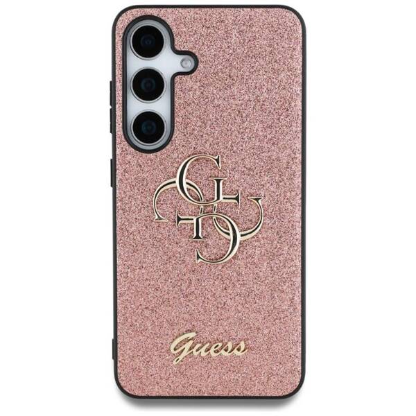 ETUI DO SAMSUNG S25 GUESS FIXED GLITTER BIG 4G METAL LOGO RÓŻOWE