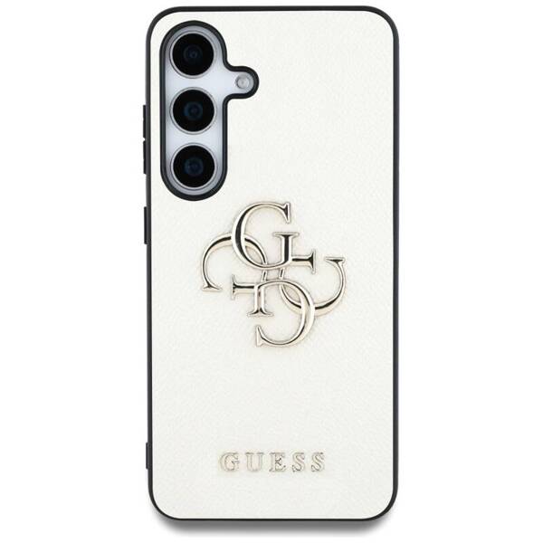 ETUI DO SAMSUNG S25 GUESS GRAINED BIG 4G LOGO SMALL CLASSIC LOGO BEŻOWE