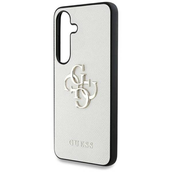 ETUI DO SAMSUNG S25 GUESS GRAINED BIG 4G LOGO SMALL CLASSIC LOGO BEŻOWE