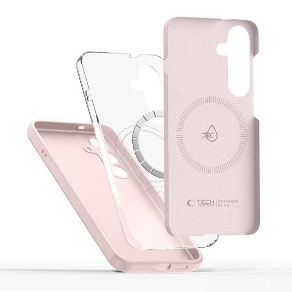 ETUI DO SAMSUNG S25 TECH-PROTECT LIQUID SILICONE MAGSAFE PINK PEARL CASE