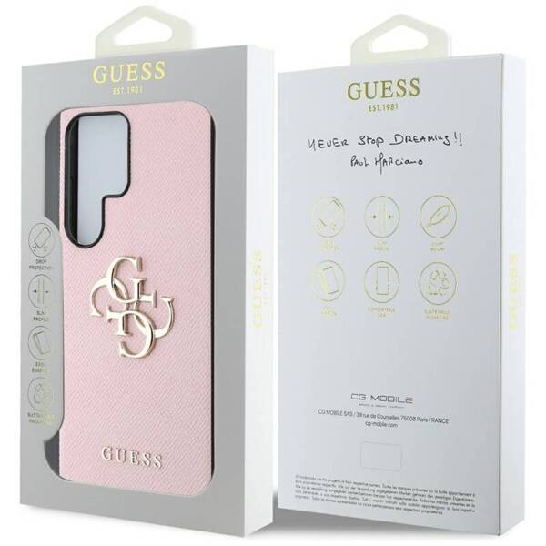 ETUI DO SAMSUNG S25 ULTRA GUESS GRAINED BIG 4G LOGO SMALL RÓŻOWE