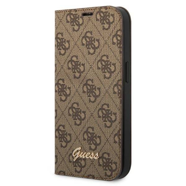 ETUI GUESS 4G GOLD LOGO DO IPHONE 14 PLUS / 15 PLUS BROWN