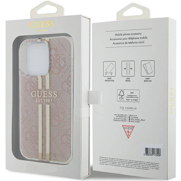 ETUI GUESS 4G GOLD STRIPE DO IPHONE 14 PRO MAX PINK