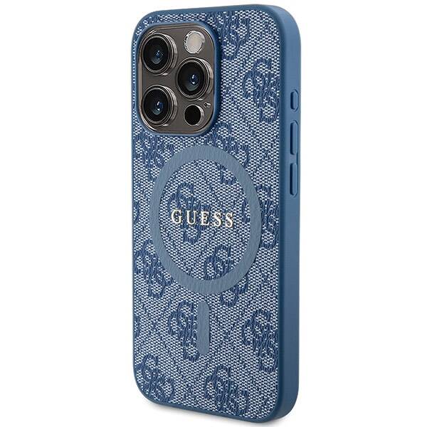 ETUI GUESS 4G LEATHER METAL LOGO DO IPHONE 14 PRO BLUE