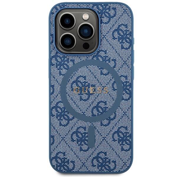 ETUI GUESS 4G LEATHER METAL LOGO DO IPHONE 14 PRO BLUE