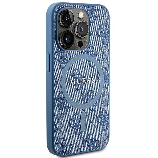 ETUI GUESS 4G LEATHER METAL LOGO DO IPHONE 14 PRO BLUE