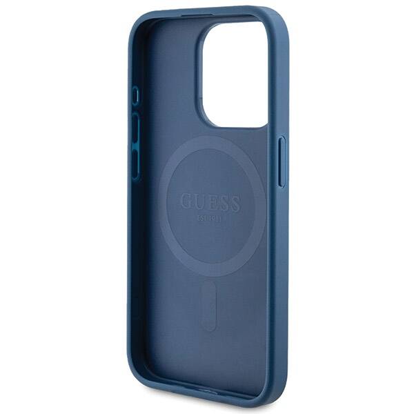 ETUI GUESS 4G LEATHER METAL LOGO DO IPHONE 14 PRO BLUE