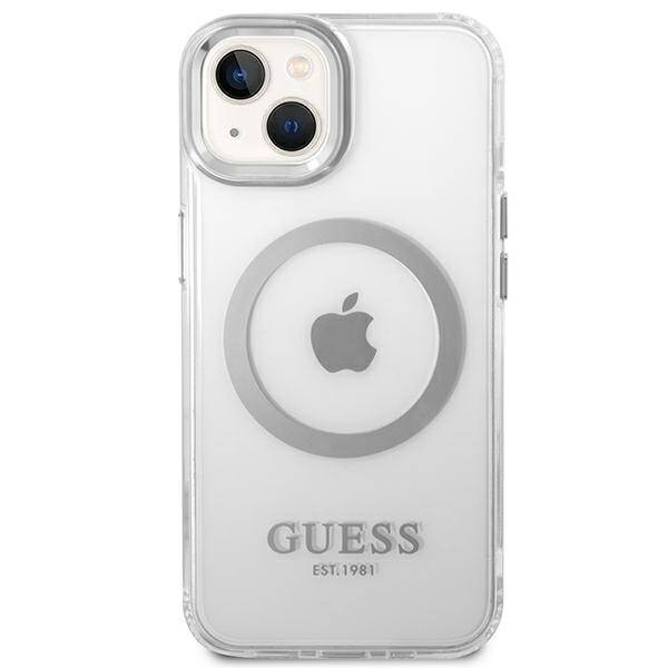 ETUI GUESS 4G LOGO MAGSAFE DO IPHONE 14 / 15 SILVER