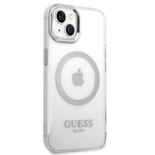 ETUI GUESS 4G LOGO MAGSAFE DO IPHONE 14 / 15 SILVER