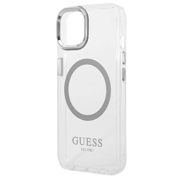 ETUI GUESS 4G LOGO MAGSAFE DO IPHONE 14 / 15 SILVER