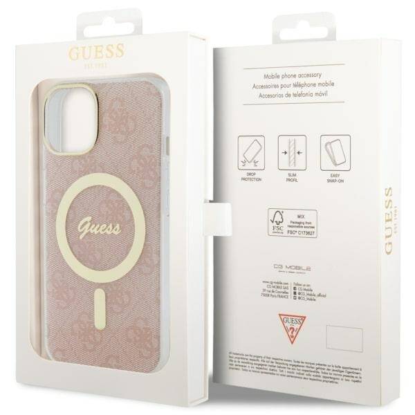 ETUI GUESS 4G  MAGSAFE DO IPHONE 14 / 15 PINK