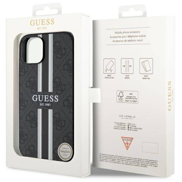 ETUI GUESS 4G STRIPES MAGSAFE DO IPHONE 14 / 15 BLACK