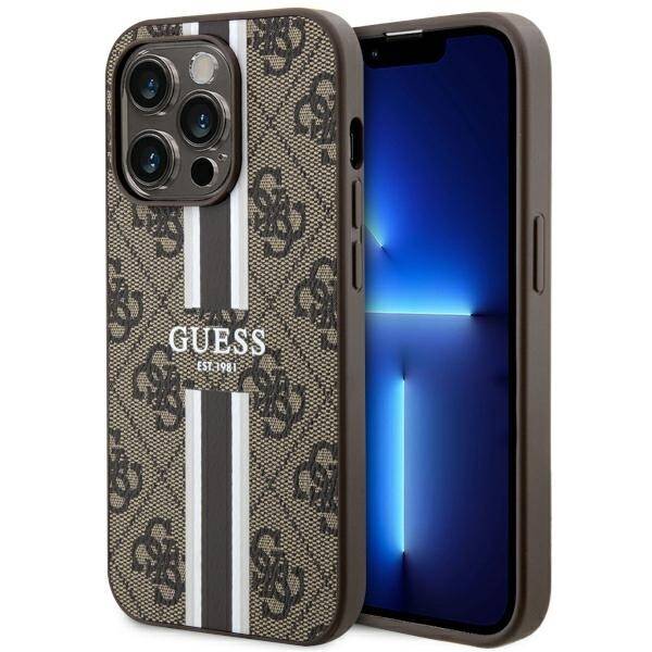 ETUI GUESS 4G STRIPES MAGSAFE DO IPHONE 14 PRO BROWN