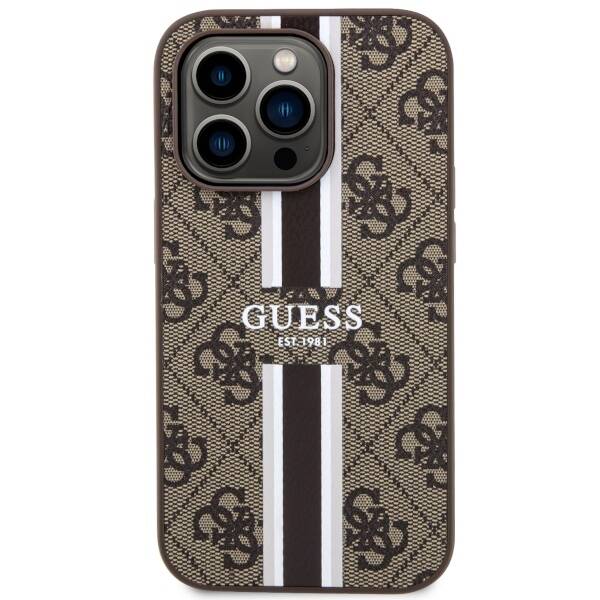 ETUI GUESS 4G STRIPES MAGSAFE DO IPHONE 14 PRO BROWN