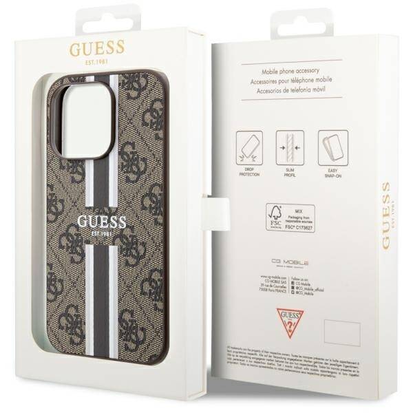 ETUI GUESS 4G STRIPES MAGSAFE DO IPHONE 14 PRO BROWN