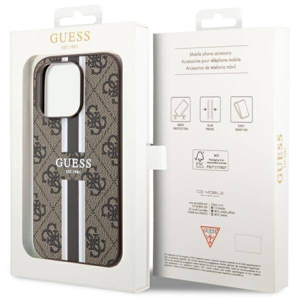 ETUI GUESS 4G STRIPES MAGSAFE DO IPHONE 14 PRO MAX BROWN