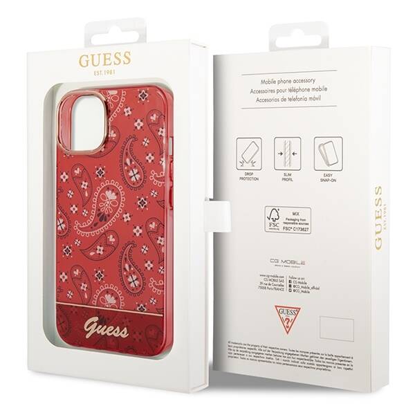 ETUI GUESS BANDANA PAISLEY DO IPHONE 14 PLUS / 15 PLUS RED