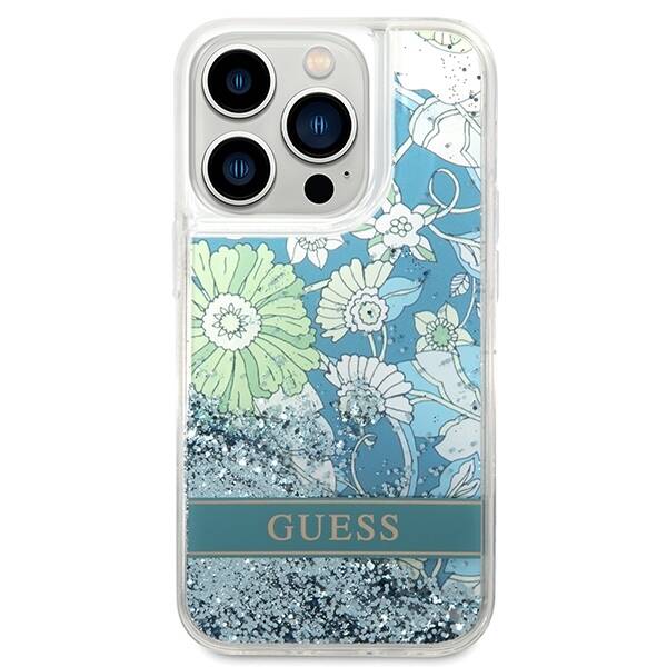 ETUI GUESS FLOWER GLITTER DO IPHONE 14 PRO GREEN