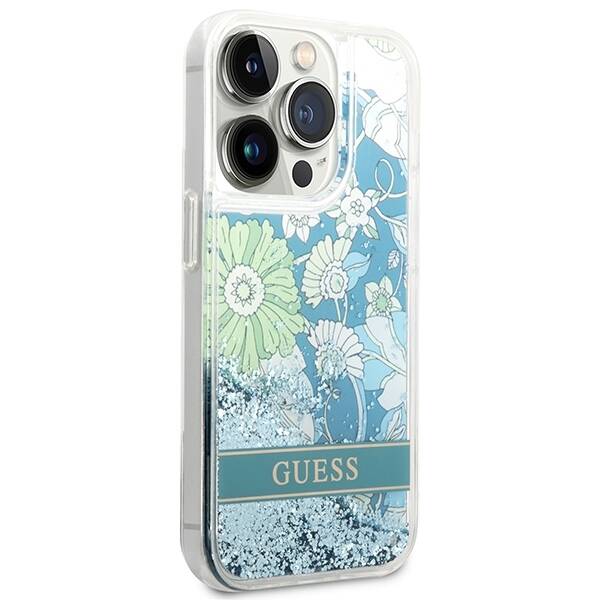 ETUI GUESS FLOWER GLITTER DO IPHONE 14 PRO GREEN