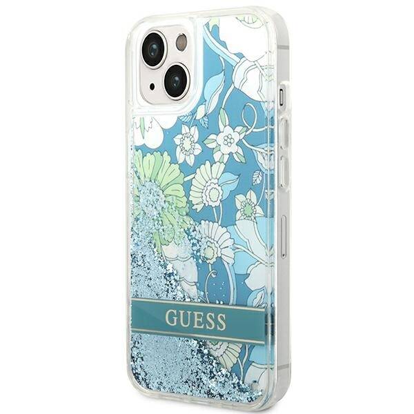 ETUI GUESS FLOWER LIQUID GLITTER DO IPHONE 14 /15 GREEN