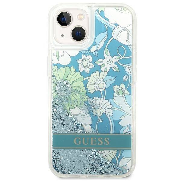 ETUI GUESS FLOWER LIQUID GLITTER DO IPHONE 14 /15 GREEN