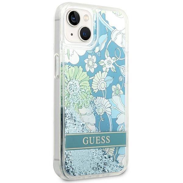 ETUI GUESS FLOWER LIQUID GLITTER DO IPHONE 14 /15 GREEN