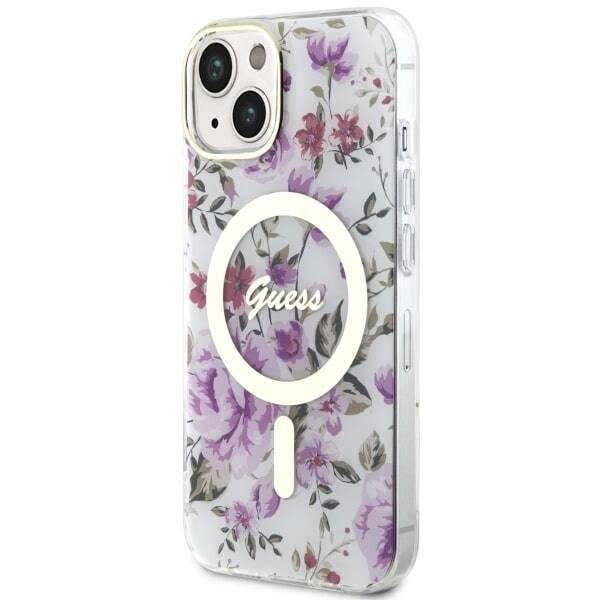 ETUI GUESS FLOWER MAGSAFE DO IPHONE 14 / 15 CLEAR