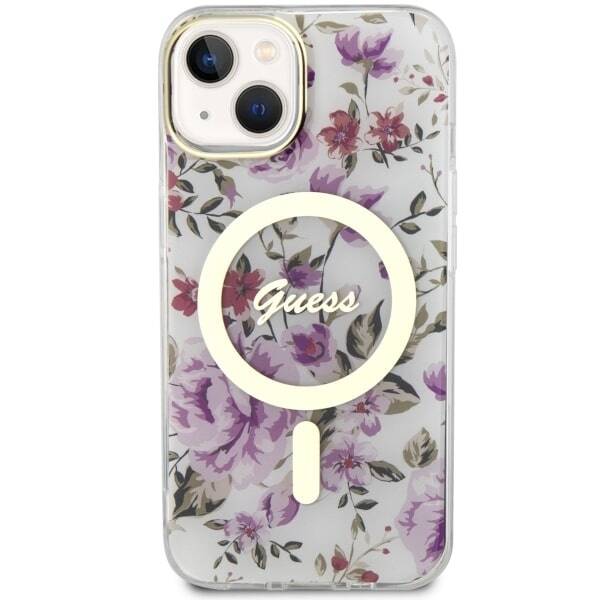 ETUI GUESS FLOWER MAGSAFE DO IPHONE 14 / 15 CLEAR