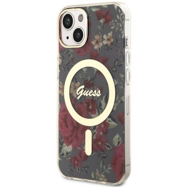 ETUI GUESS FLOWER MAGSAFE DO IPHONE 14 / 15 KHAKI