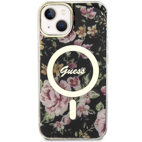 ETUI GUESS FLOWER MAGSAFE DO IPHONE 14 PLUS / 15 PLUS BLACK