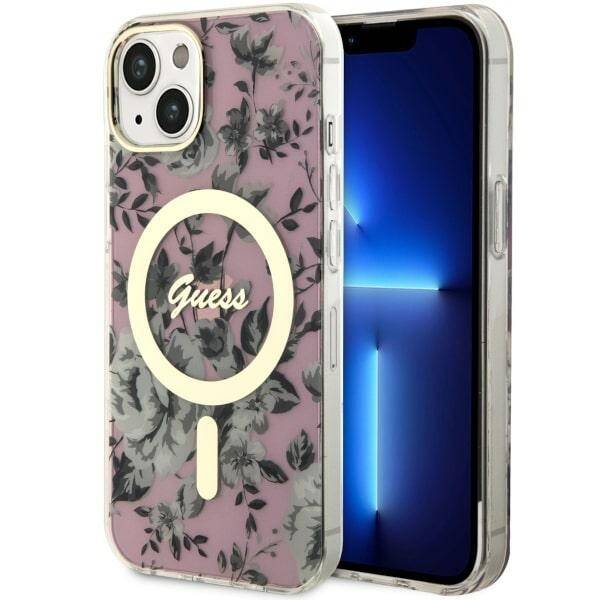 ETUI GUESS FLOWER MAGSAFE DO IPHONE 14 PLUS / 15 PLUS PINK