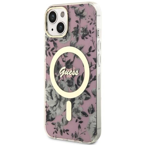 ETUI GUESS FLOWER MAGSAFE DO IPHONE 14 PLUS / 15 PLUS PINK