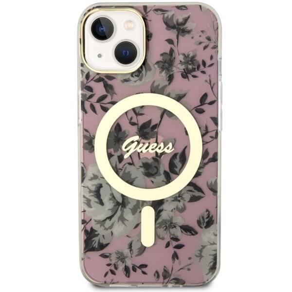 ETUI GUESS FLOWER MAGSAFE DO IPHONE 14 PLUS / 15 PLUS PINK