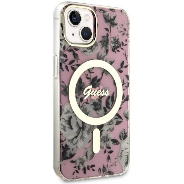 ETUI GUESS FLOWER MAGSAFE DO IPHONE 14 PLUS / 15 PLUS PINK